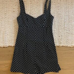 Zara Black Romper with White Polka Dots